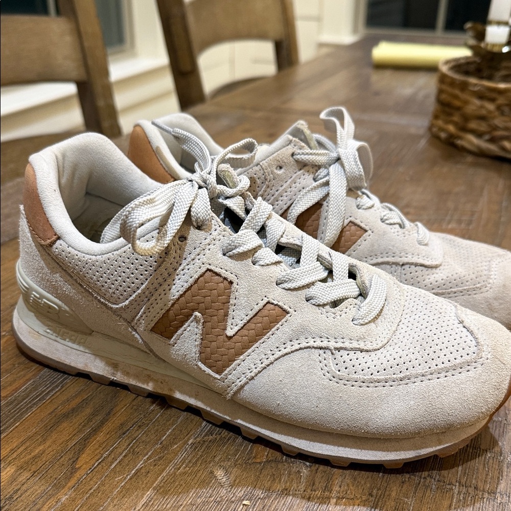 New Balance Cream and Tan Athletic Shoes